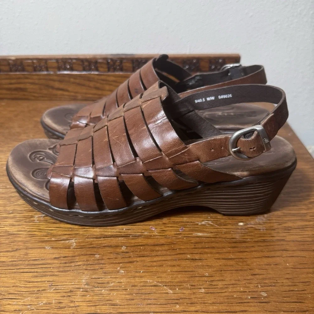 Born Women's Brown Leather Fisherman Sandals Size 9/9.5 M Huarache Mexico